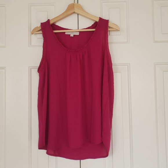 LOFT Berry Pink Flowy Sleeveless Blouse - Size M - Picture 2 of 11